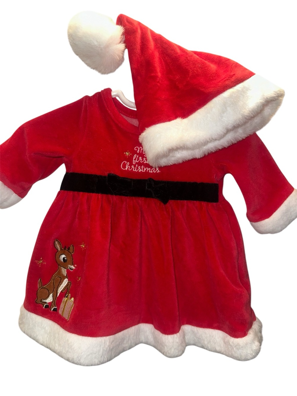 Red Christmas Dress & Hat Kids Costume